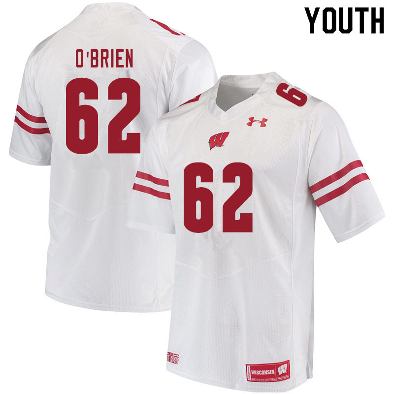 Youth #62 Logan O'Brien Wisconsin Badgers College Football Jerseys Sale-White - Click Image to Close